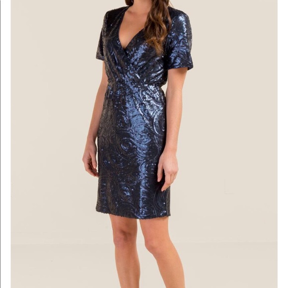 🔥🆕SALE🎉Navy Blue Sequin Mini Dress - Picture 5 of 7